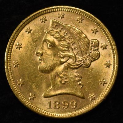 Sale Photo Thumbnail #447: 1899 $5 GOLD LIBERTY BU