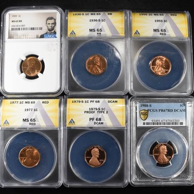 Sale Photo Thumbnail #180: (6) GRADED LINCOLN CENTS