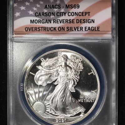 Sale Photo Thumbnail #18: 2021-CC CONCEPT DOLLAR 1 OZ .999 ANACS MS69