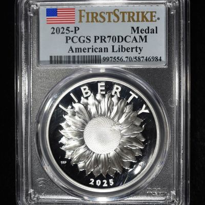 Sale Photo Thumbnail #413: 2025-P AMERICAN LIBERTY MEDAL PCGS PR70 DCAM