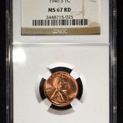 Sale Photo Thumbnail #188: 1946-S WHEAT CENT NGC MS67 RD