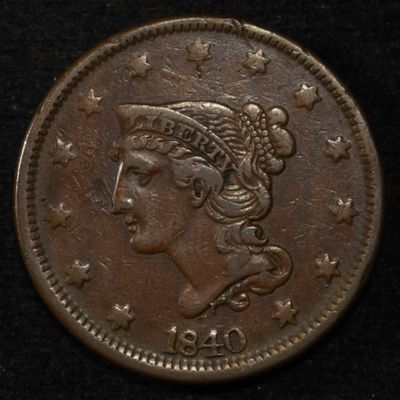 Sale Photo Thumbnail #54: 1840 LARGE DATE LARGE CENT AU