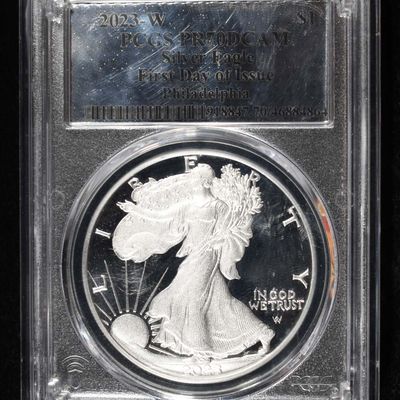 Sale Photo Thumbnail #312: 2023-W AMERICAN SILVER EAGLE PCGS PR70 DCAM FDI