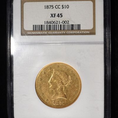 Sale Photo Thumbnail #450: 1875-CC $10 GOLD LIBERTY NGC XF-45