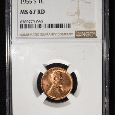 Sale Photo Thumbnail #191: 1955-S WHEAT CENT NGC MS67 RD
