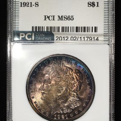 Sale Photo Thumbnail #300: 1921-S MORGAN DOLLAR PCI GEM BU