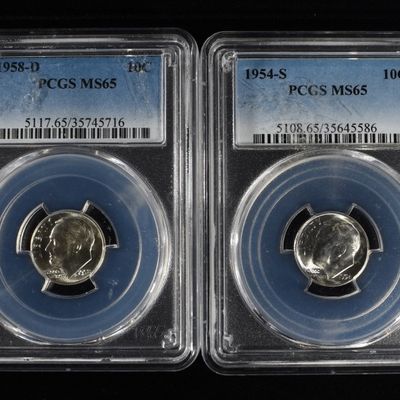 Sale Photo Thumbnail #236: (4) GRADED DIMES
