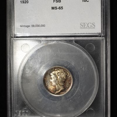 Sale Photo Thumbnail #233: 1920 MERCURY DIME FSB SEGS GEM BU