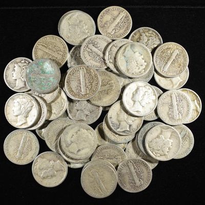 Sale Photo Thumbnail #151: (50) MERCURY DIMES