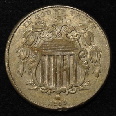 Sale Photo Thumbnail #205: 1866 SHIELD NICKEL NICE ORIG UNC