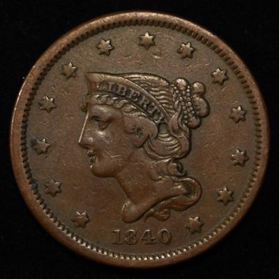 Sale Photo Thumbnail #352: 1840 SMALL DATE LARGE CENT AU