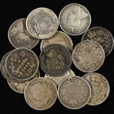 Sale Photo Thumbnail #340: (14) 5C CANADIAN 92.5% SILVER