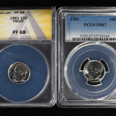 Sale Photo Thumbnail #237: (4) GRADED ROOSEVELT DIMES