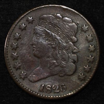 Sale Photo Thumbnail #28: 1826 HALF CENT XF DAMAGE