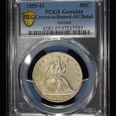 Sale Photo Thumbnail #253: 1855-O LIBERTY SEATED HALF DOLLAR PCGS GENUINE