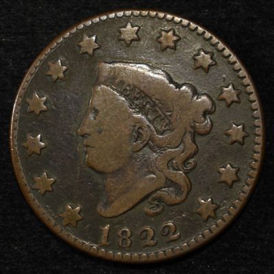 Sale Photo Thumbnail #37: 1822 LARGE CENT VG/F