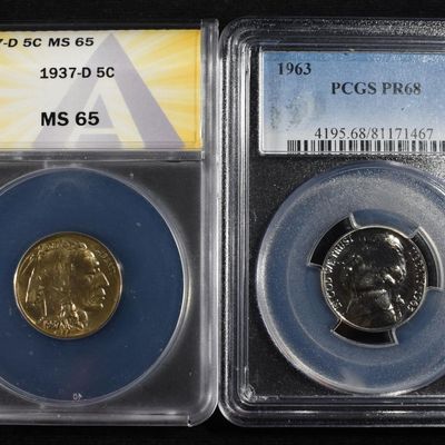 Sale Photo Thumbnail #212: (2) GRADED NICKELS
