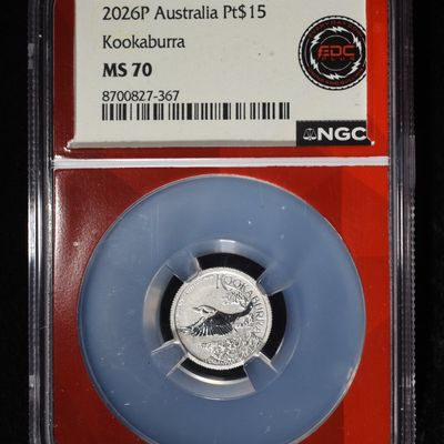 Sale Photo Thumbnail #20: 2026-P AUSTRALIA 1/10 PLATINUM KOOKABURRA NGC MS70
