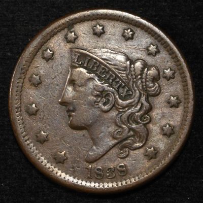 Sale Photo Thumbnail #52: 1838 LARGE CENT XF SCRATCH