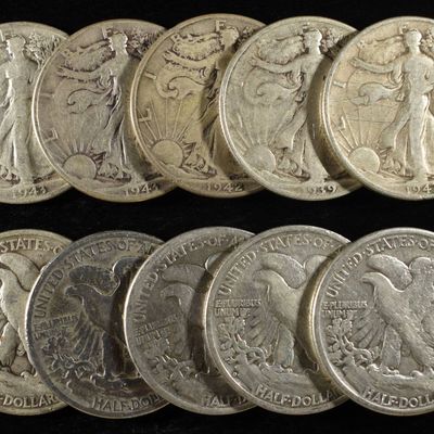 Sale Photo Thumbnail #335: (10) 90% SILVER WALKING LIBERTY HALF DOLLARS