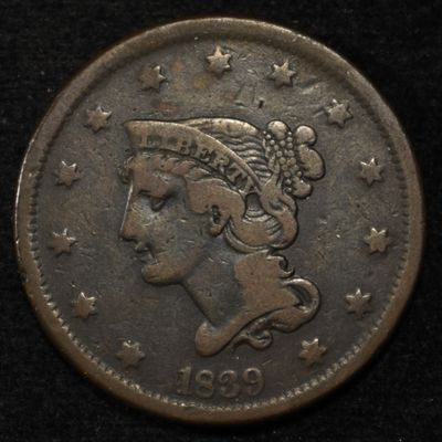 Sale Photo Thumbnail #53: 1839 HEAD OF 38 LARGE CENT VF