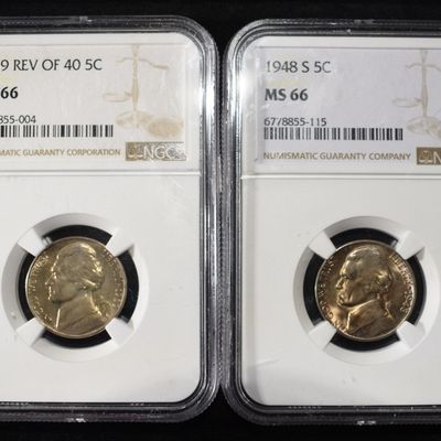 Sale Photo Thumbnail #213: (2) NGC GRADED NICKELS