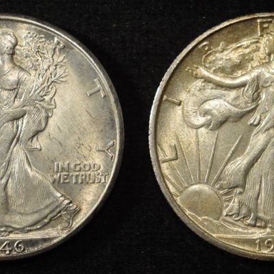Sale Photo Thumbnail #97: 1946-D,S WALKING LIBERTY HALF DOLLARS AU/BU