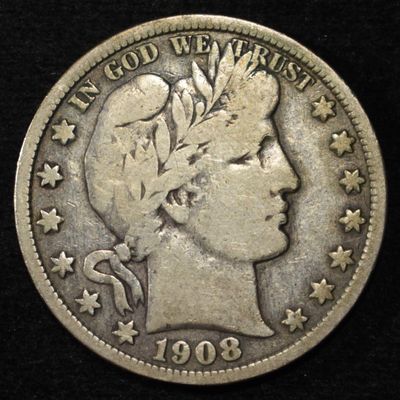 Sale Photo Thumbnail #81: 1908-S BARBER HALF DOLLAR FINE