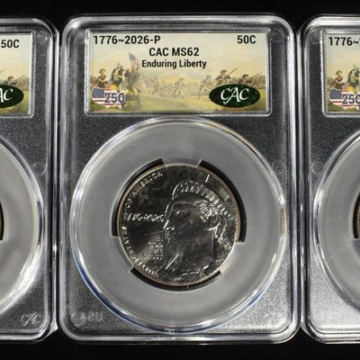 Sale Photo Thumbnail #367: (3) 1776-2026-P ENDURING LIBERTY HALVES CAC MS62