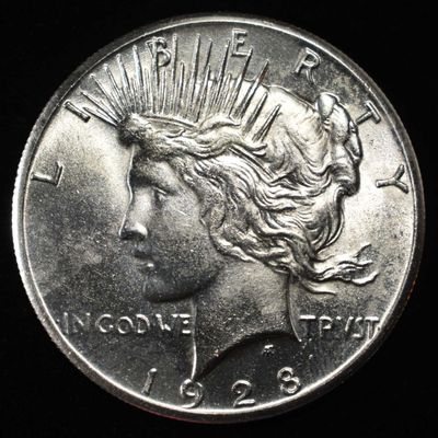 Sale Photo Thumbnail #309: 1928 PEACE DOLLAR CH BU NEAR GEM