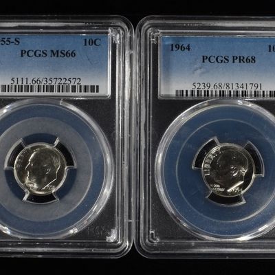 Sale Photo Thumbnail #238: (4) GRADED ROOSEVELT DIMES