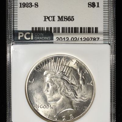 Sale Photo Thumbnail #308: 1923-S PEACE DOLLAR PCI GEM BU