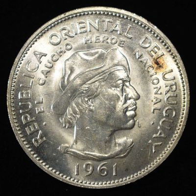 Sale Photo Thumbnail #324: 1961 10 PESOS URUGUAY GEM PROOF