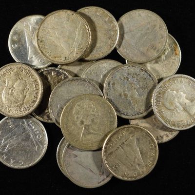Sale Photo Thumbnail #341: (18) 10C CANADIAN 80% SILVER