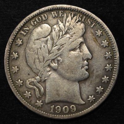 Sale Photo Thumbnail #82: 1909 BARBER HALF DOLLAR VF
