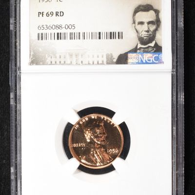 Sale Photo Thumbnail #192: 1956 WHEAT CENT NGC PF69 RD