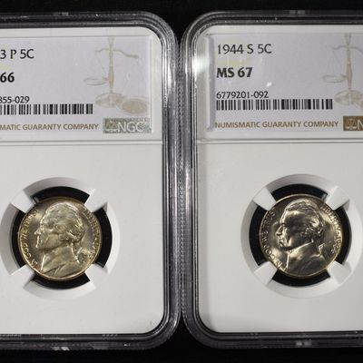 Sale Photo Thumbnail #215: 1943-P & 1944-S WAR NICKELS NGC MS66-67