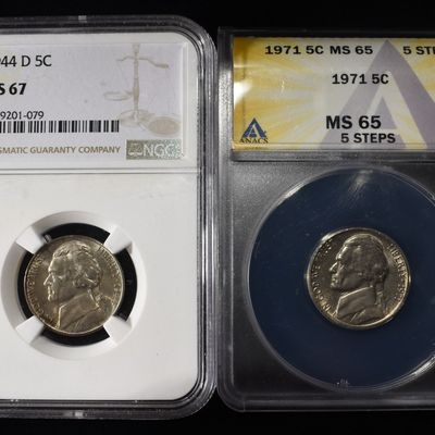 Sale Photo Thumbnail #218: (2) GRADED NICKELS LOT
