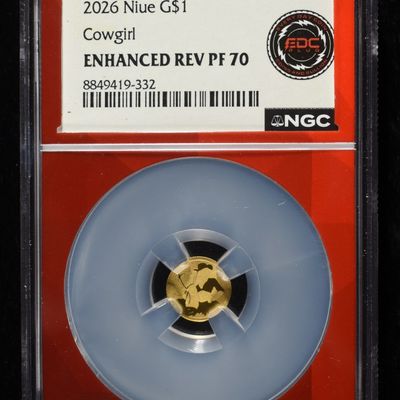 Sale Photo Thumbnail #435: 2026 $1 NIUE GOLD COWGIRL NGC ENHANCED REV PF70