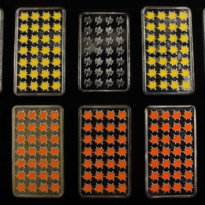 Sale Photo Thumbnail #419: (10) 100 MILS (PLATED) 1 TROY OZ .999 SILVER BARS