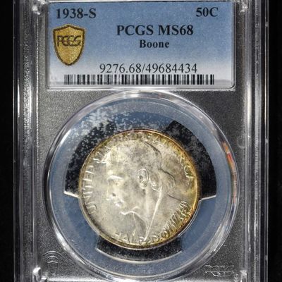 Sale Photo Thumbnail #323: 1938-S 50C COMMEM BOONE PCGS MS68