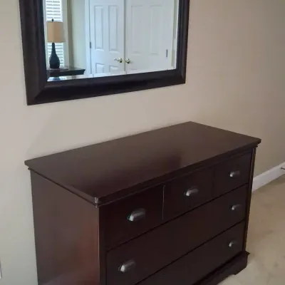Marston-Inspired Wood Dresser with Coordinating Mirror