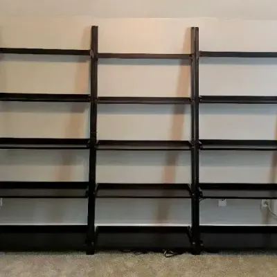 Three Graduated Leaning Bookshelves