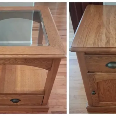 Oak End Tables with Storage - Set of 2
