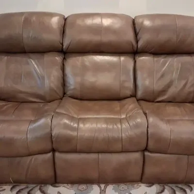Havertys Leather Power Reclining Sofa with Charging Ports