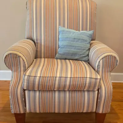 La-Z-Boy Striped Upholstered Recliner with Throw Pillow
