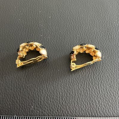 Beautiful white and black enamel vintage earrings