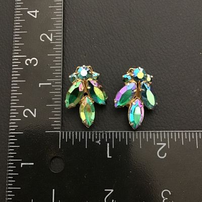 Vintage Aurora Borealis glass clip on earrings