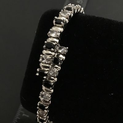 Black Onyx and White CZ Tennis Bracelet