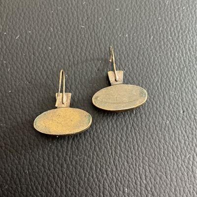 Vintage artisan brass tone earrings with cabochon type stones